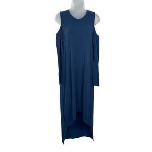 BOBI LOS ANGELES Dark Navy Cold Shoulder Long Sleeve High Low Dress Womens Small